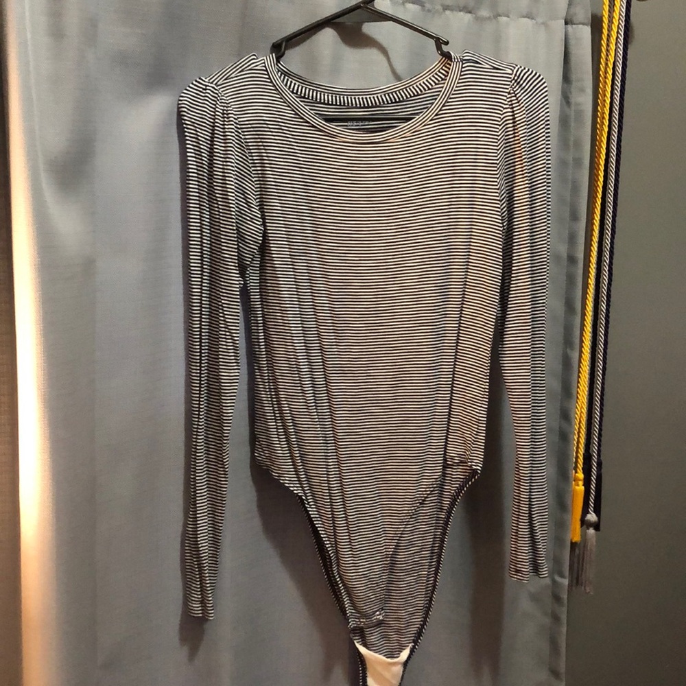 Black and white long sleeve body suit